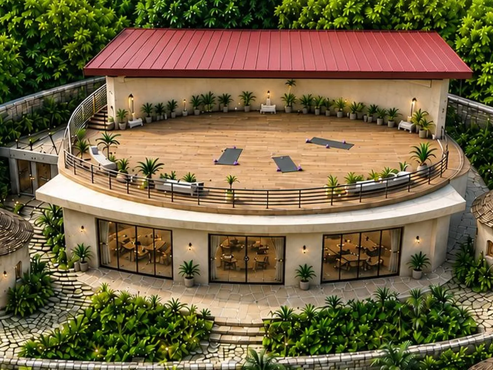 Indoor event space concept rendering at Elements