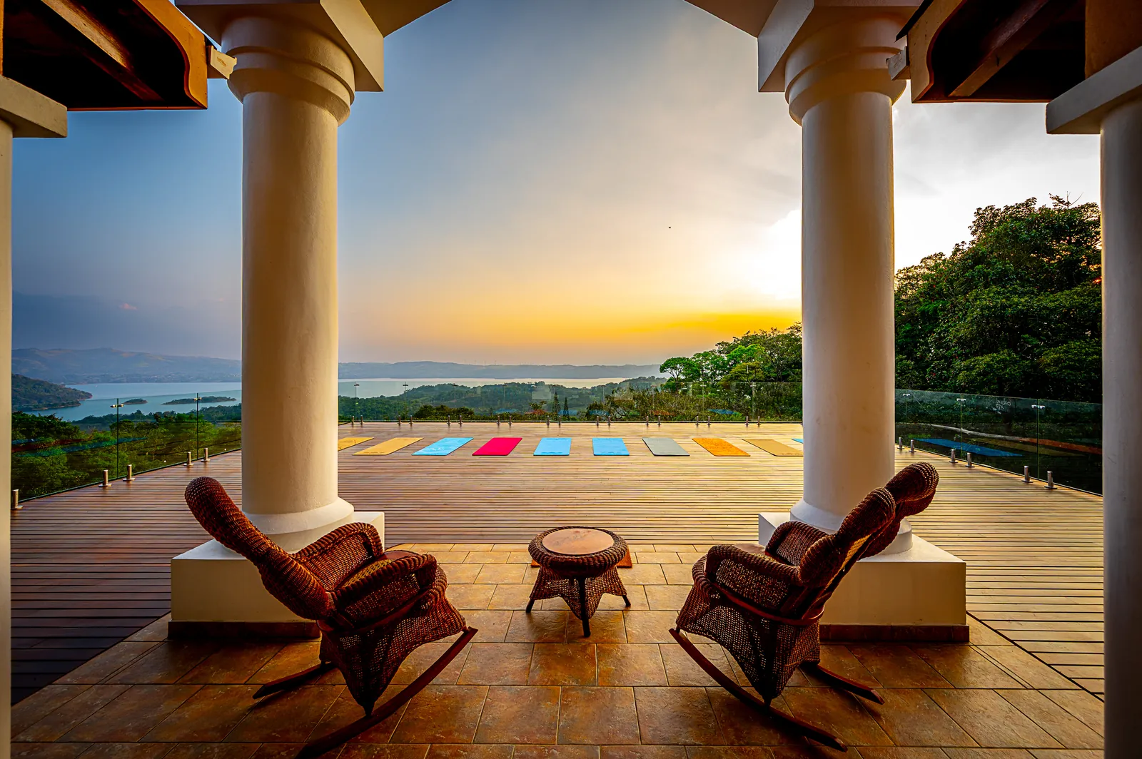 Yoga deck at sunset
